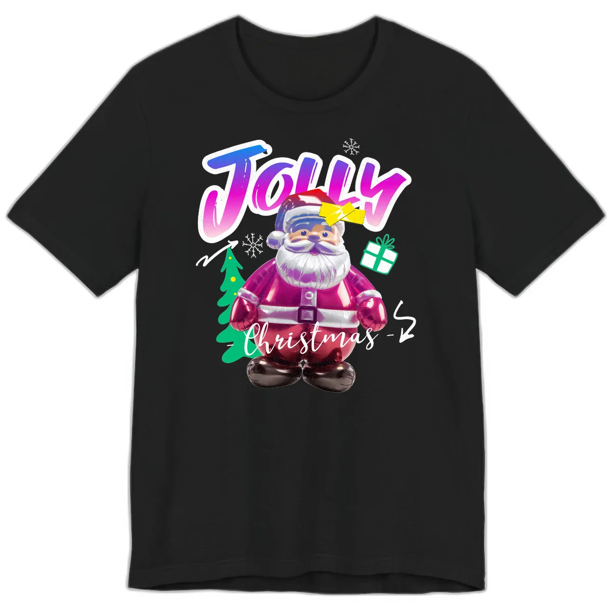Jolly Christmas Santa Balloon Premium T-Shirt in Black