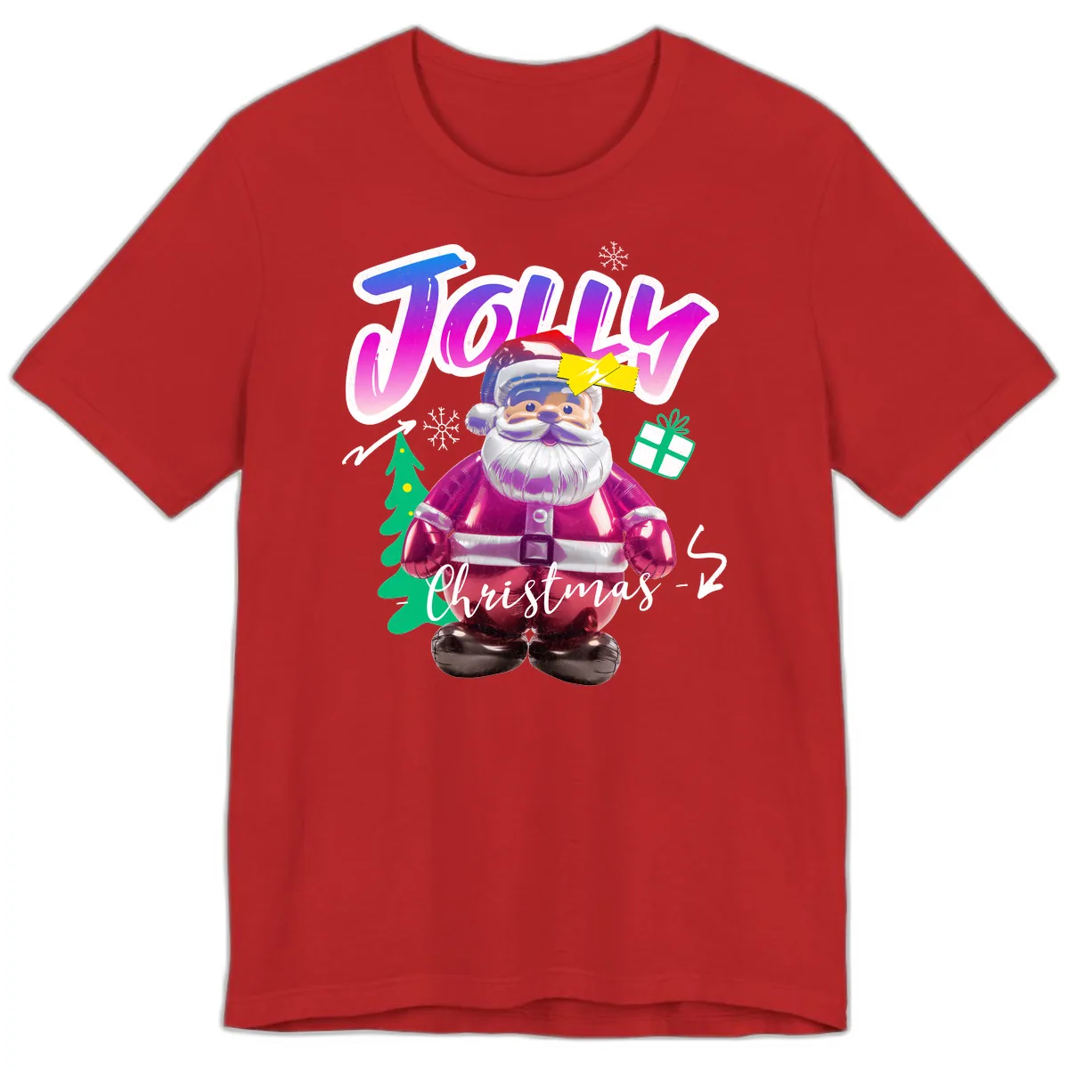 Jolly Christmas Santa Balloon Premium T-Shirt in Red