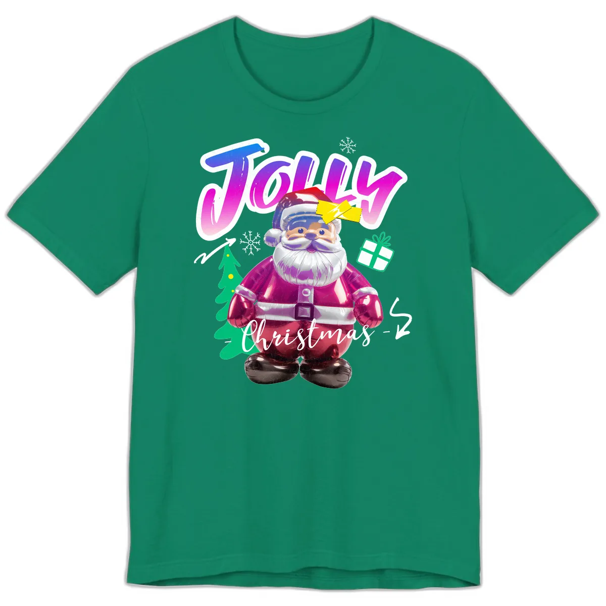 Jolly Christmas Santa Balloon Premium T-Shirt in Kelly