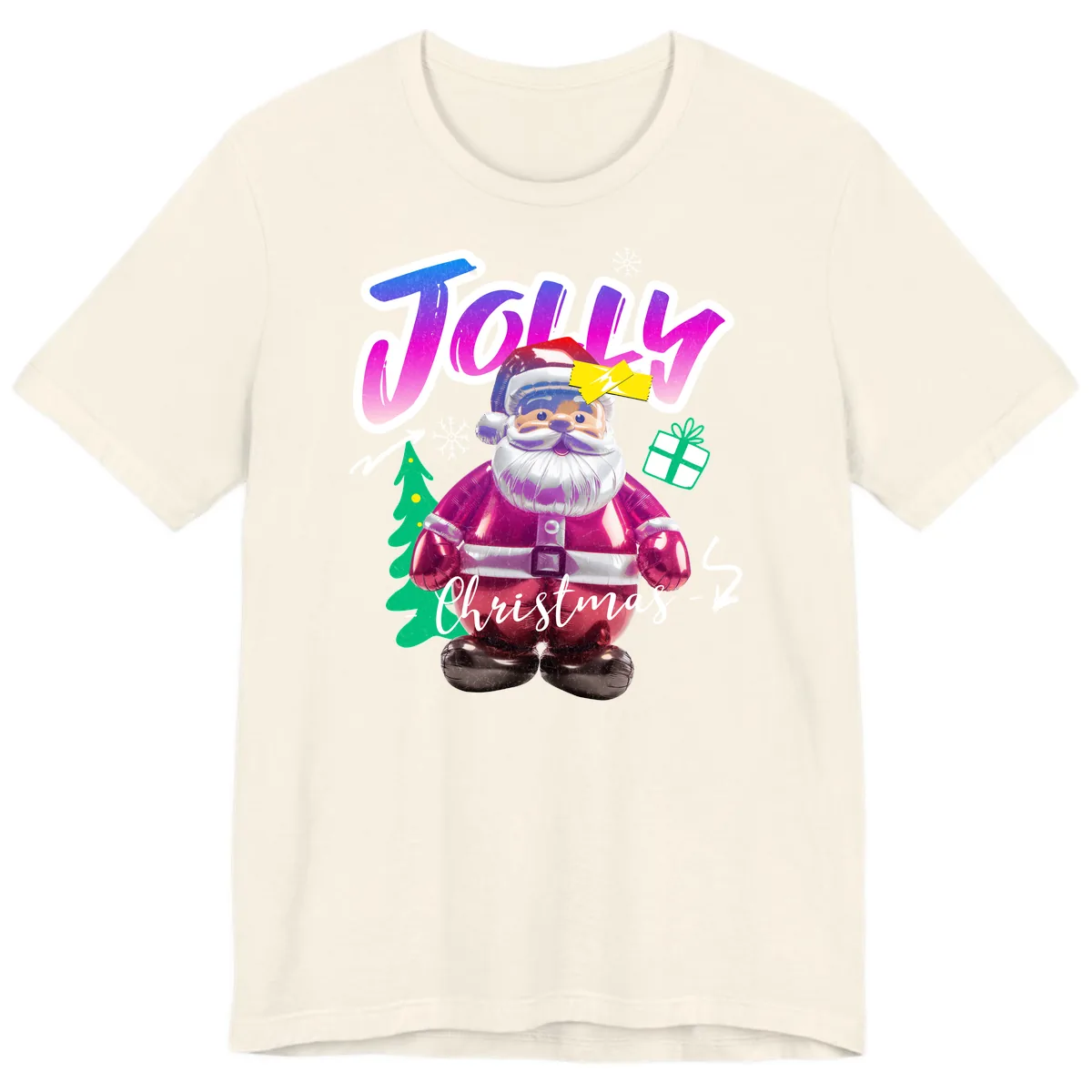 Jolly Christmas Santa Balloon Premium T-Shirt in Natural