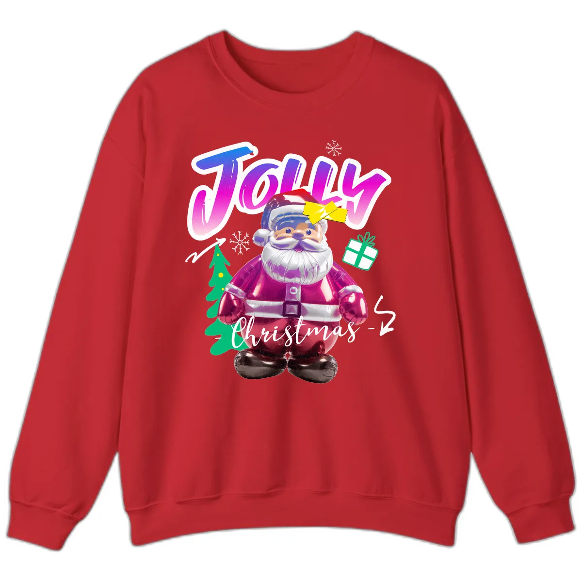 Jolly Christmas Santa Balloon Sweatshirt in Red