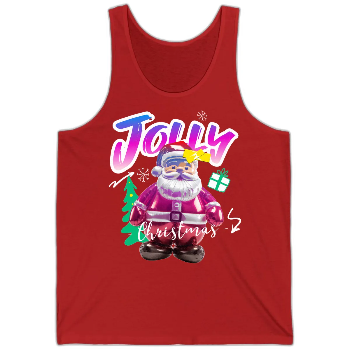 Jolly Christmas Santa Balloon Tank in Red