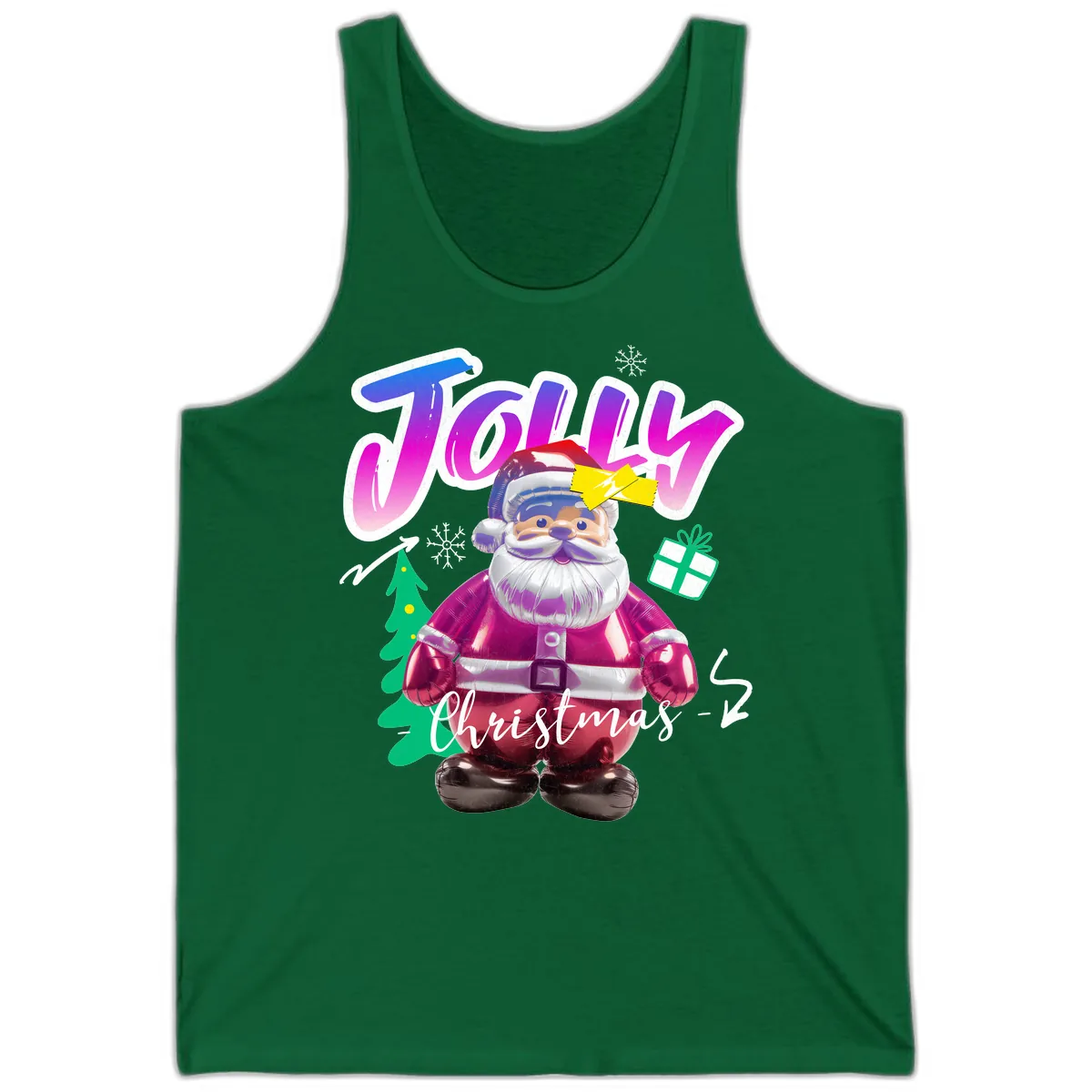 Jolly Christmas Santa Balloon Tank in Kelly