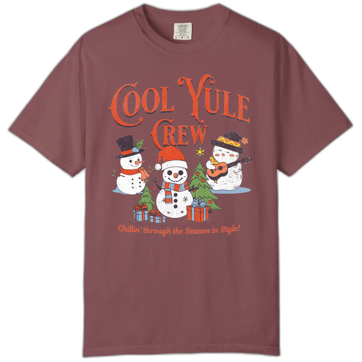 Cool Yule Crew Holiday Design Comfort Color in Brick