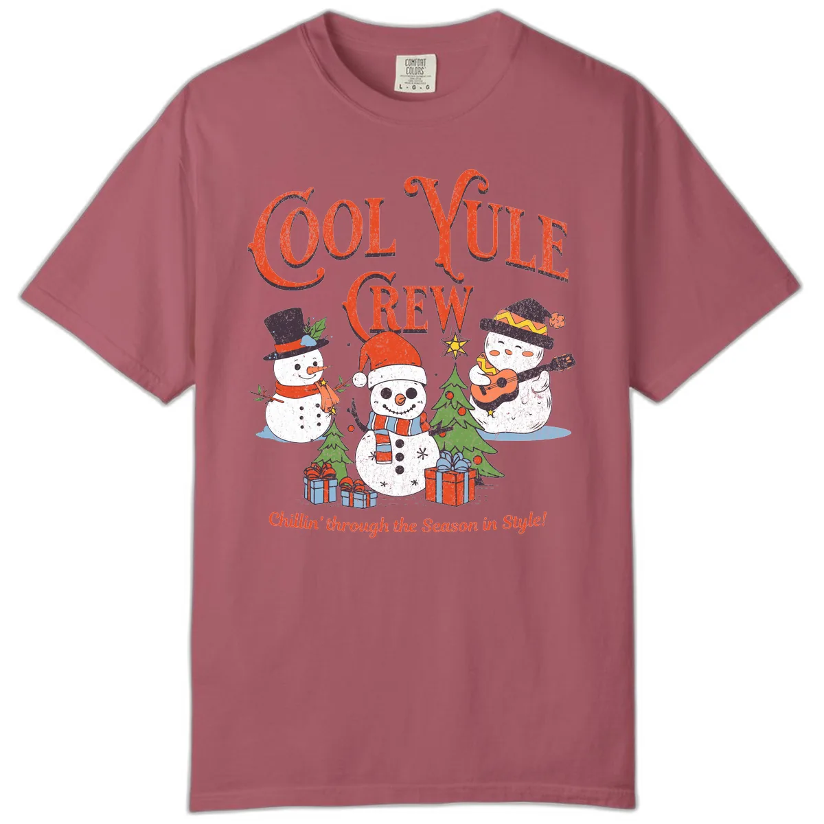 Cool Yule Crew Holiday Design Comfort Color in Crimson