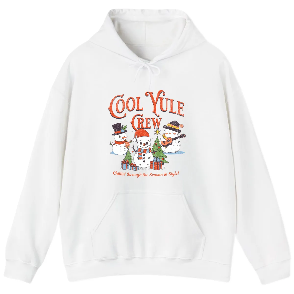 Cool Yule Crew Holiday Design Hoodie in White