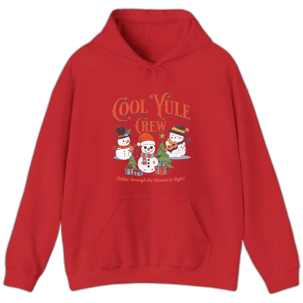 Cool Yule Crew Holiday Design Hoodie in Red