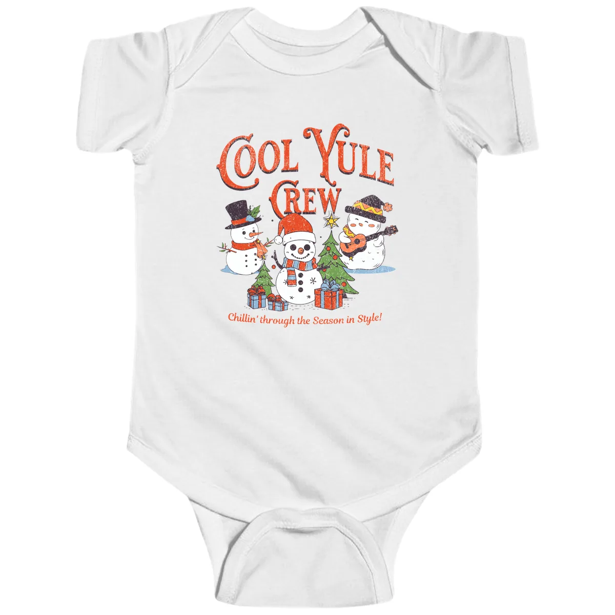 Cool Yule Crew Holiday Design Baby Onesie in White