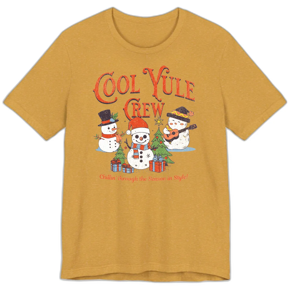 Cool Yule Crew Holiday Design Premium T-Shirt in Heather Mustard