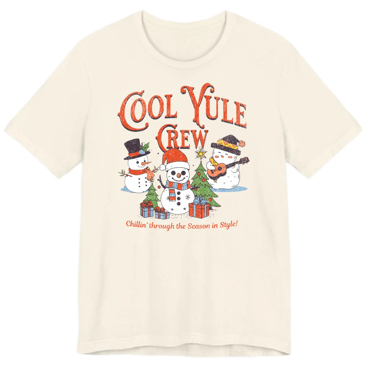 Cool Yule Crew Holiday Design Premium T-Shirt in Natural
