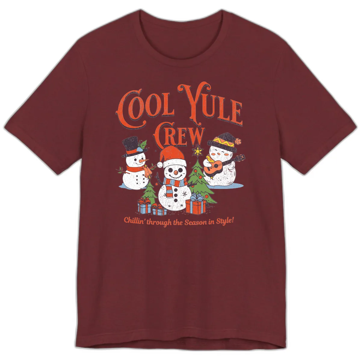 Cool Yule Crew Holiday Design Premium T-Shirt in Heather Cardinal