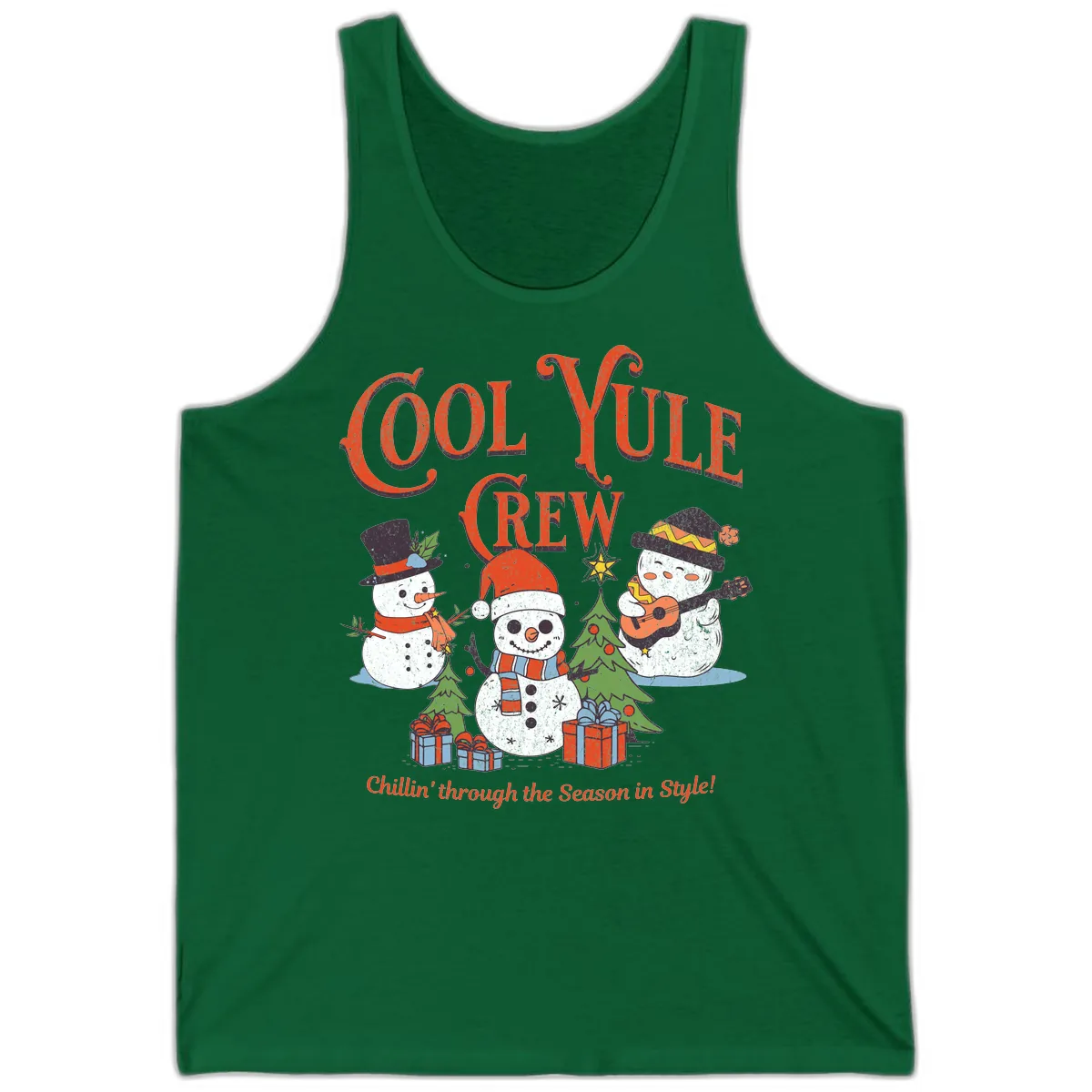 Cool Yule Crew Holiday Design Tank in Kelly