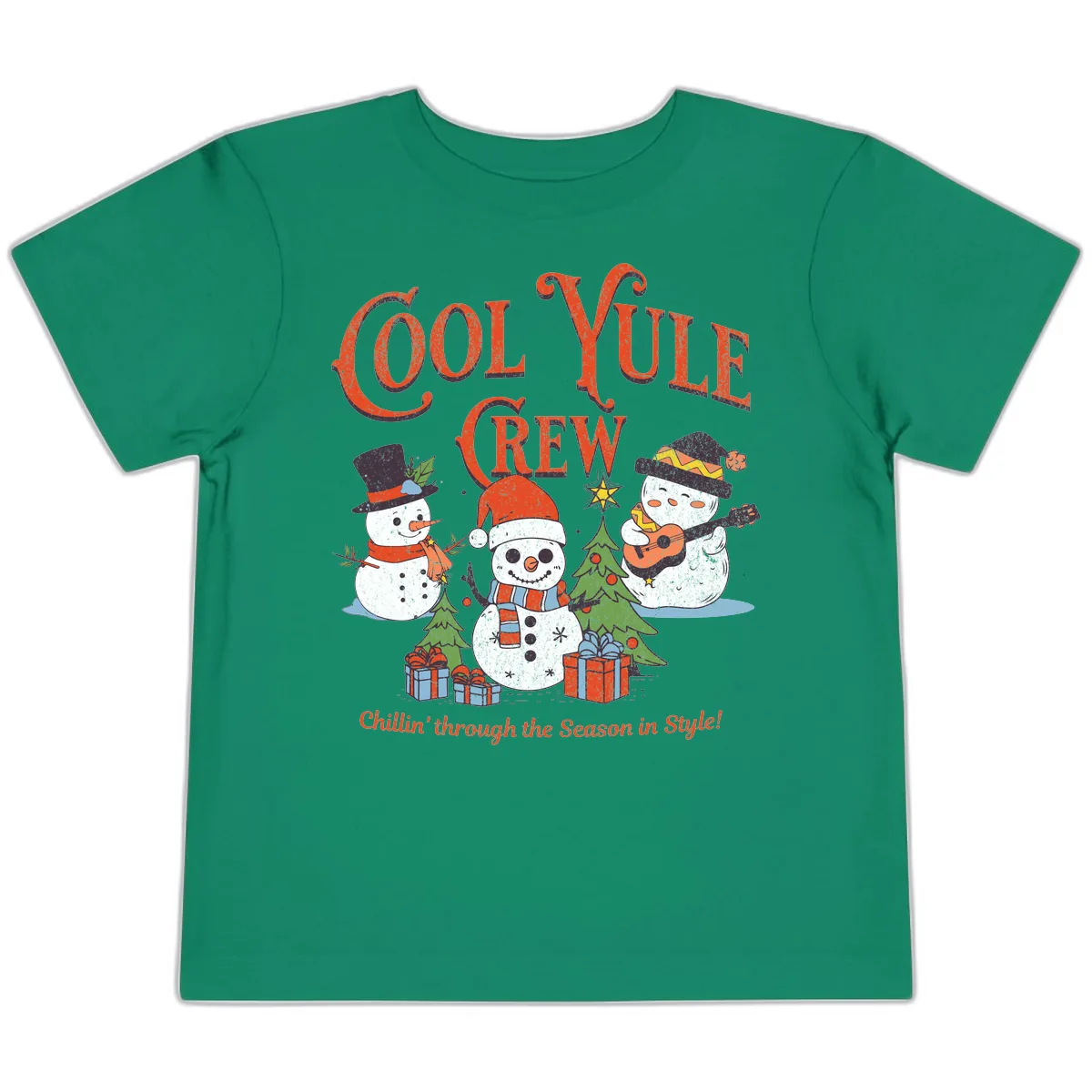 Cool Yule Crew Holiday Design Toddler T-Shirt in Kelly