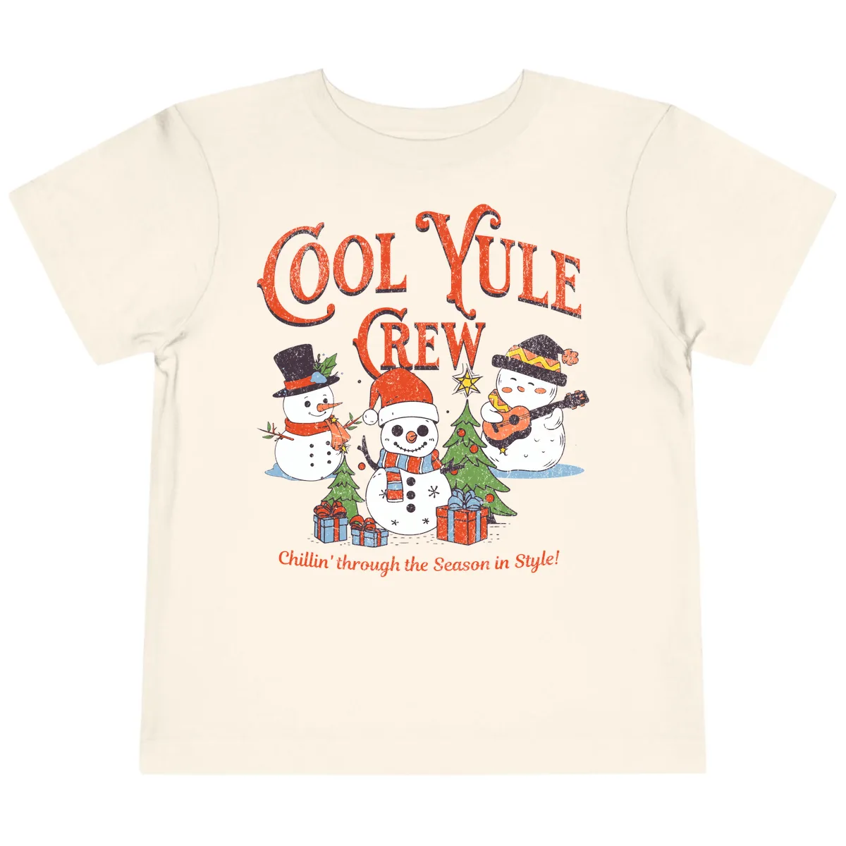 Cool Yule Crew Holiday Design Toddler T-Shirt in Natural