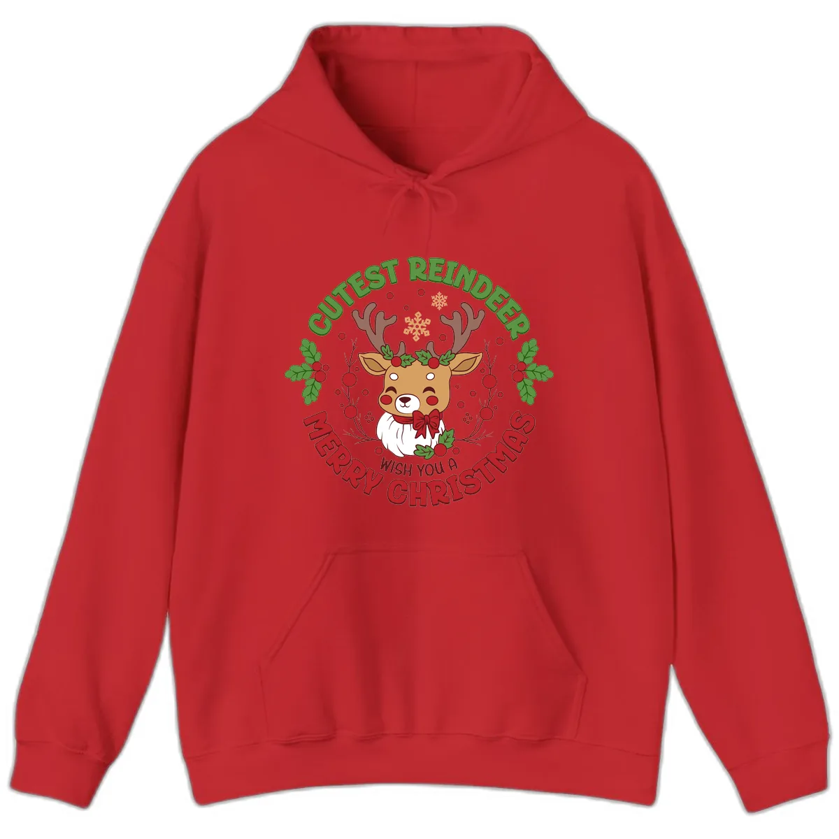 Cutest Reindeer Merry Christmas Hoodie in Red