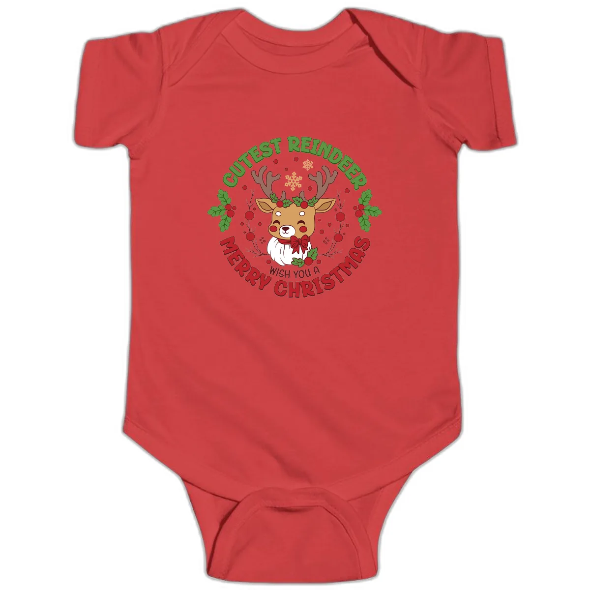 Cutest Reindeer Merry Christmas Baby Onesie in Red