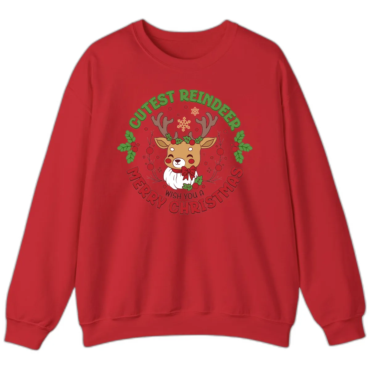 Cutest Reindeer Merry Christmas Sweatshirt in Red