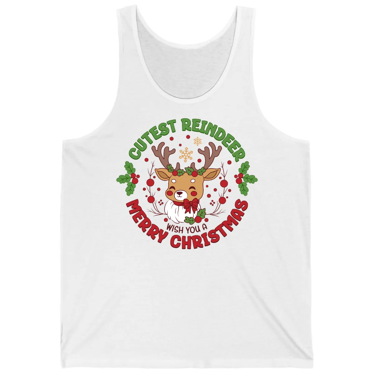 Cutest Reindeer Merry Christmas Tank in White