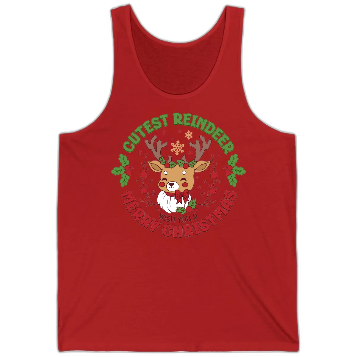 Cutest Reindeer Merry Christmas Tank in Red