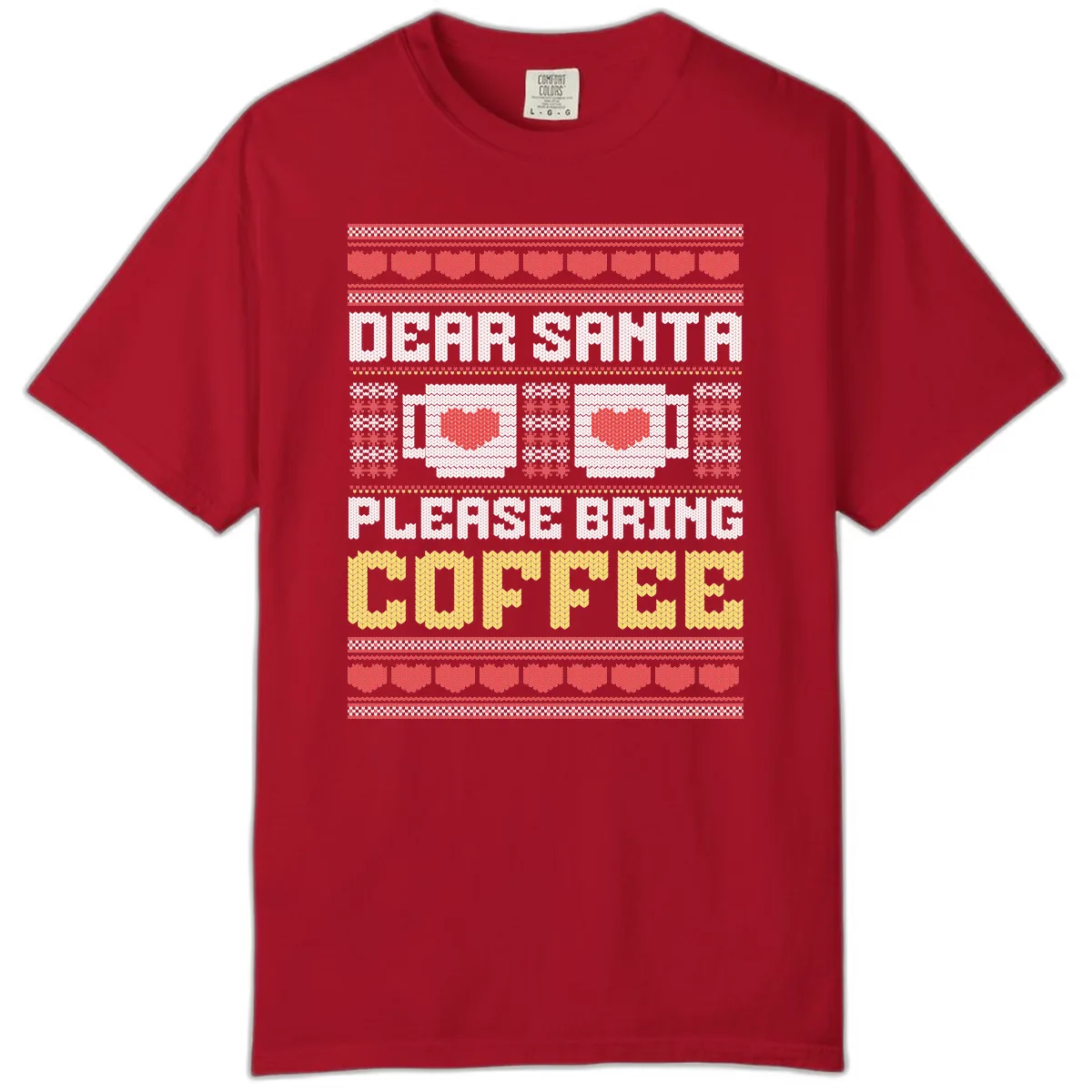 Dear Santa Bring Coffee Ugly Sweater Comfort Color in Red