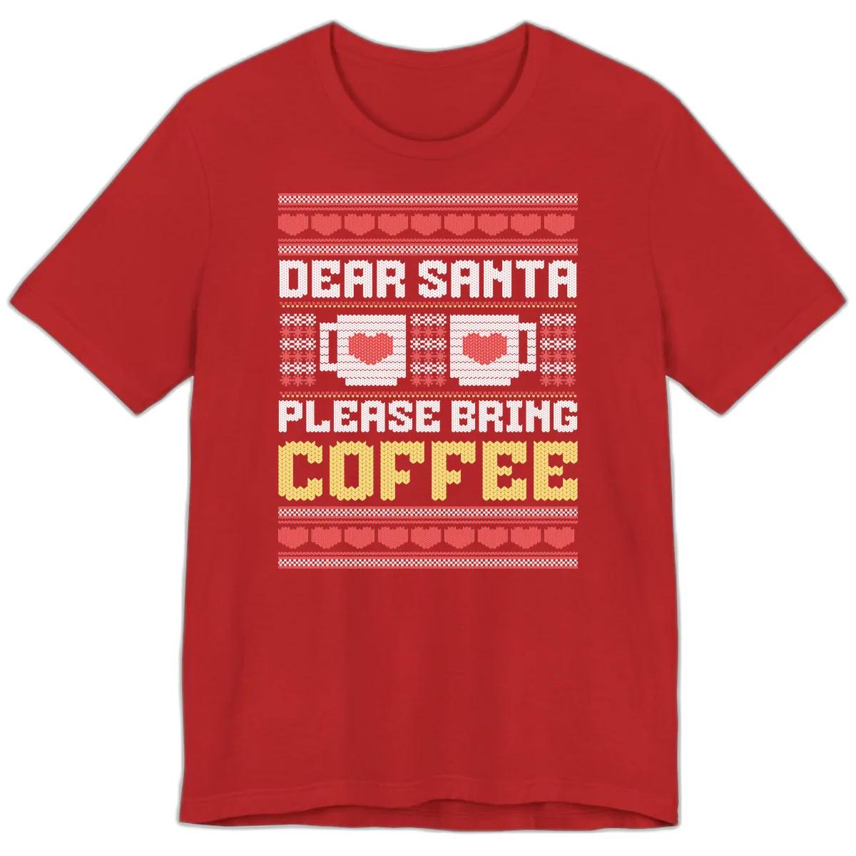 Dear Santa Bring Coffee Ugly Sweater Premium T-Shirt in Red