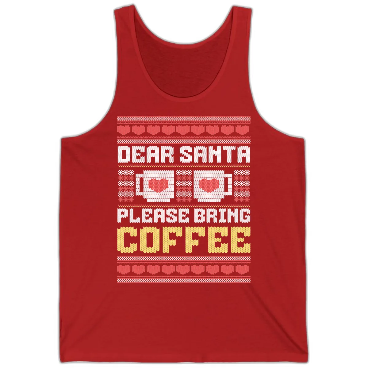 Dear Santa Bring Coffee Ugly Sweater Tank in Red