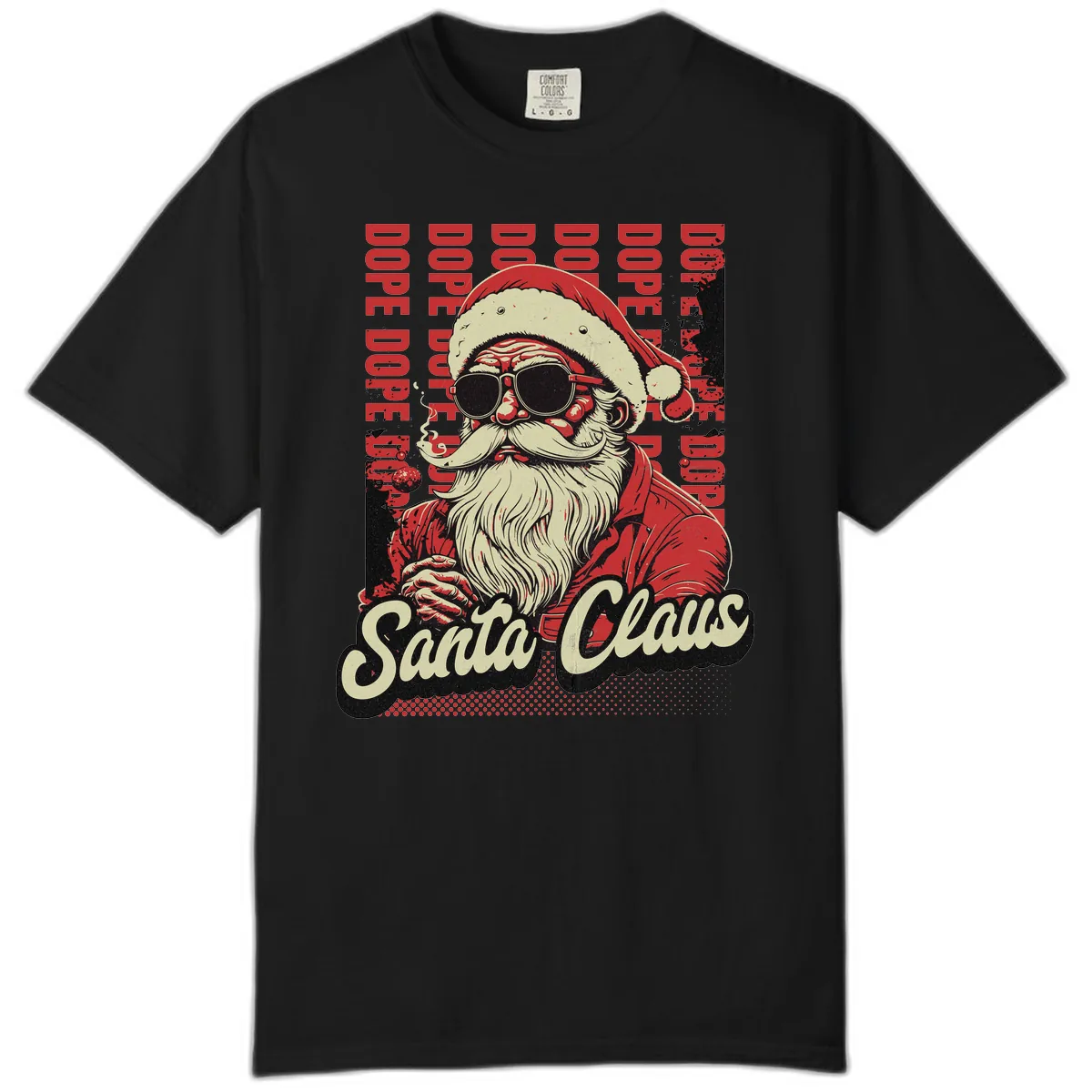 Santa Claus Smoking Weed Christmas Design Comfort Color in Black