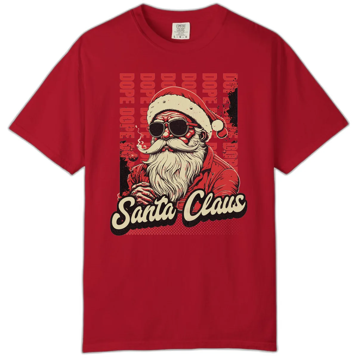 Santa Claus Smoking Weed Christmas Design Comfort Color in Red