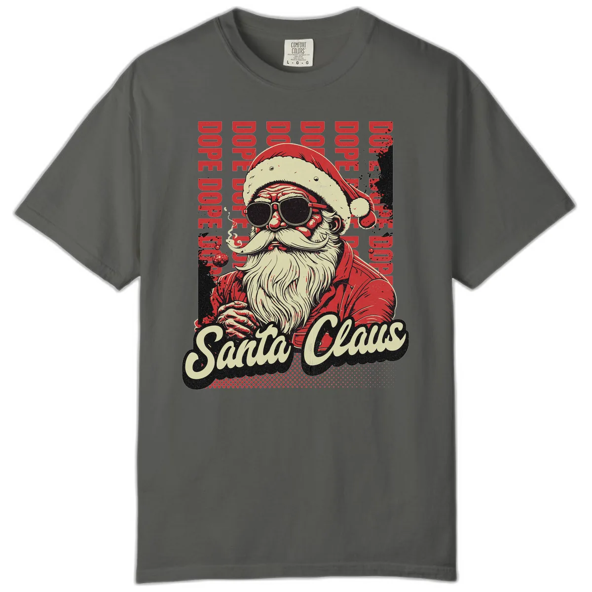 Santa Claus Smoking Weed Christmas Design Comfort Color in Pepper