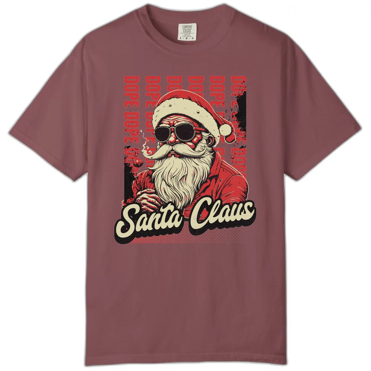 Santa Claus Smoking Weed Christmas Design Comfort Color in Brick