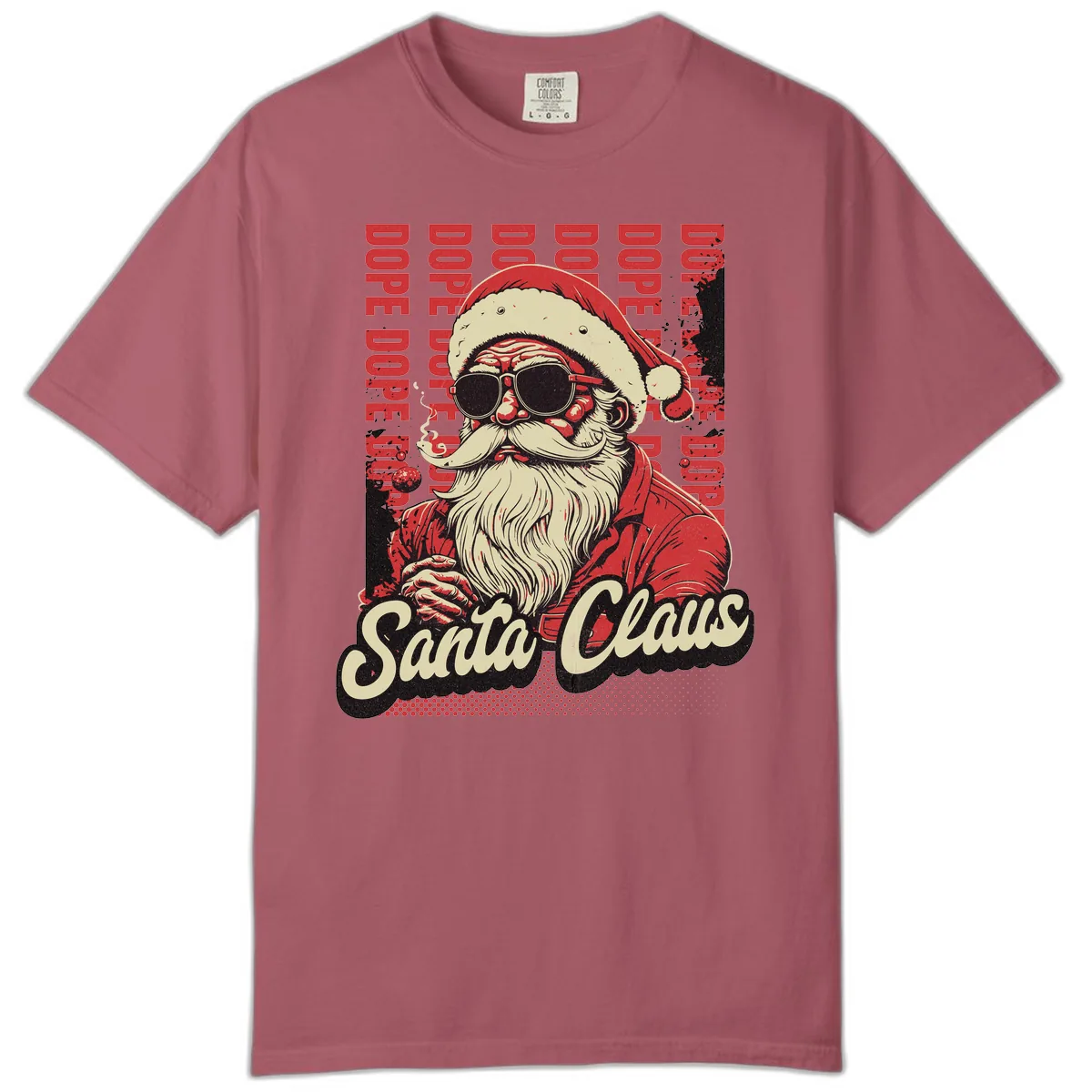 Santa Claus Smoking Weed Christmas Design Comfort Color in Crimson