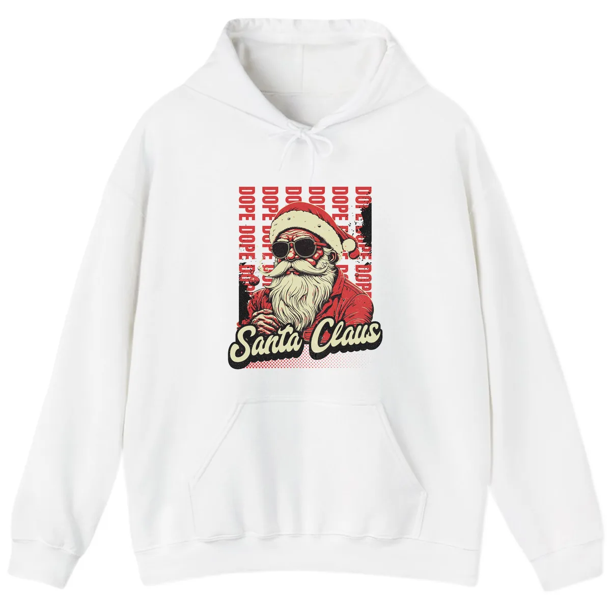Santa Claus Smoking Weed Christmas Design Hoodie in White