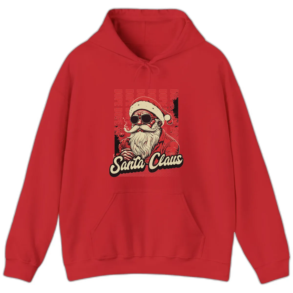 Santa Claus Smoking Weed Christmas Design Hoodie in Red
