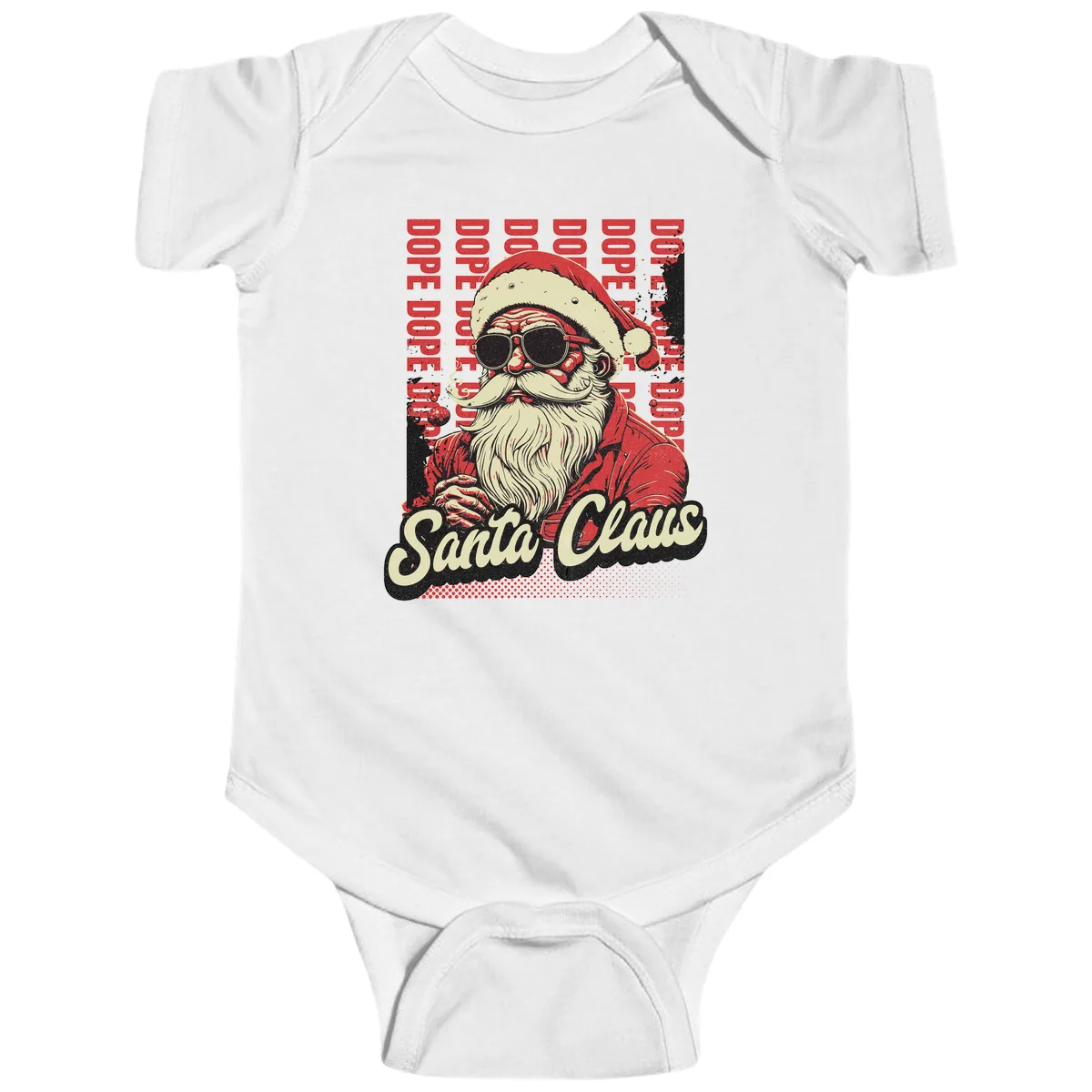 Santa Claus Smoking Weed Christmas Design Baby Onesie in White