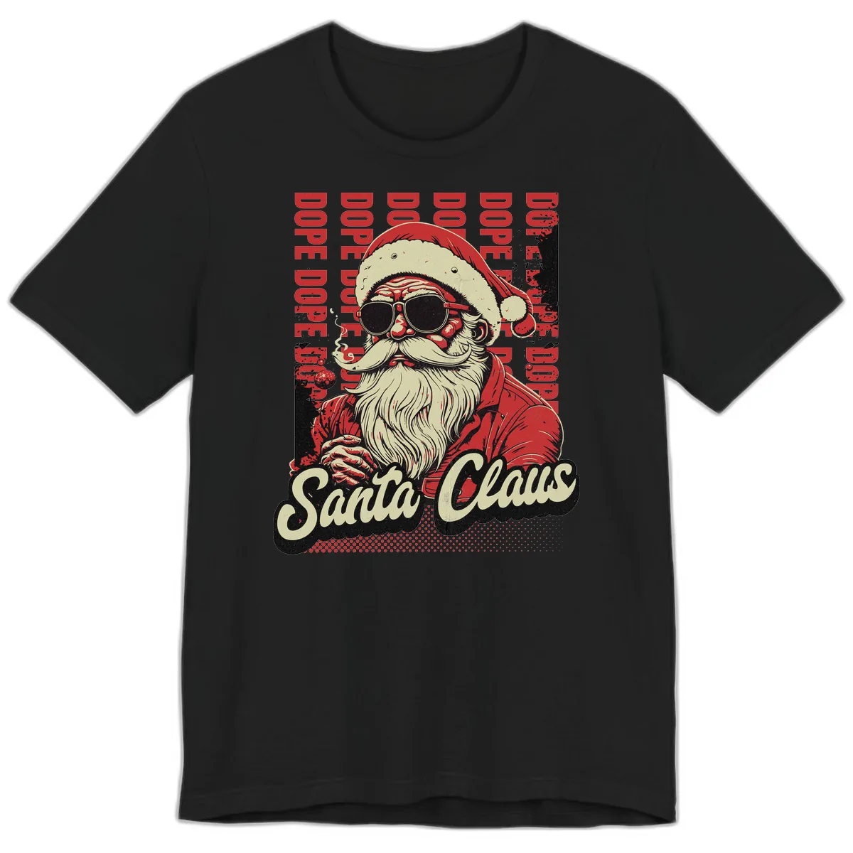 Santa Claus Smoking Weed Christmas Design Premium T-Shirt in Black