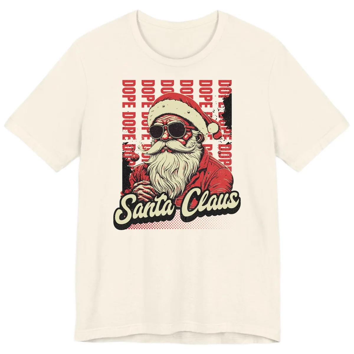 Santa Claus Smoking Weed Christmas Design Premium T-Shirt in Natural