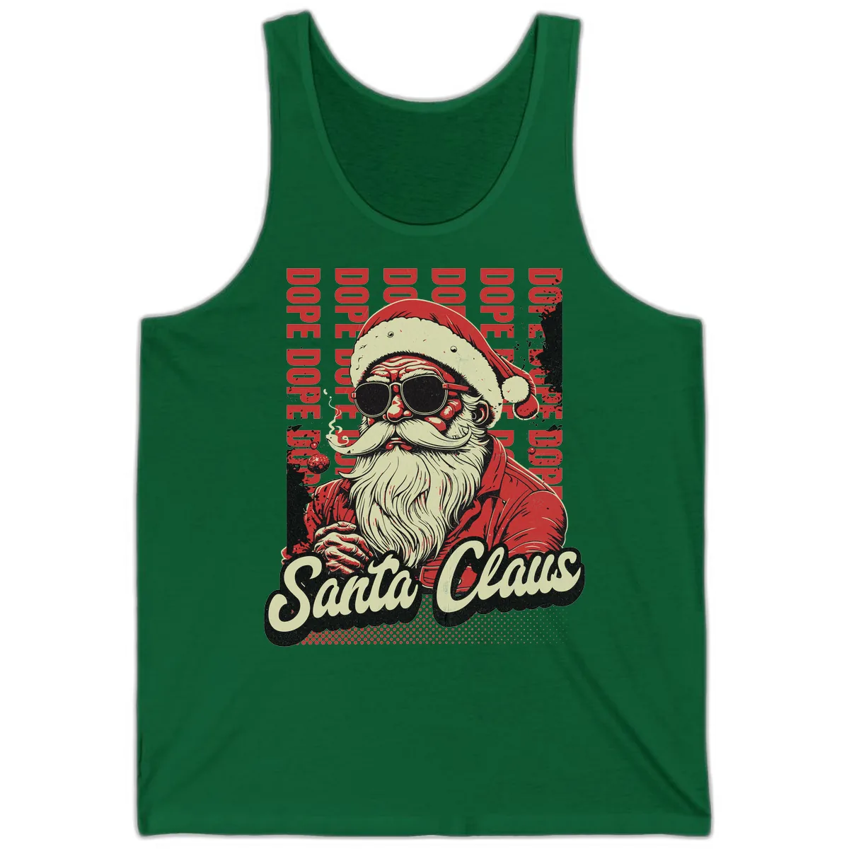 Santa Claus Smoking Weed Christmas Design Tank in Kelly