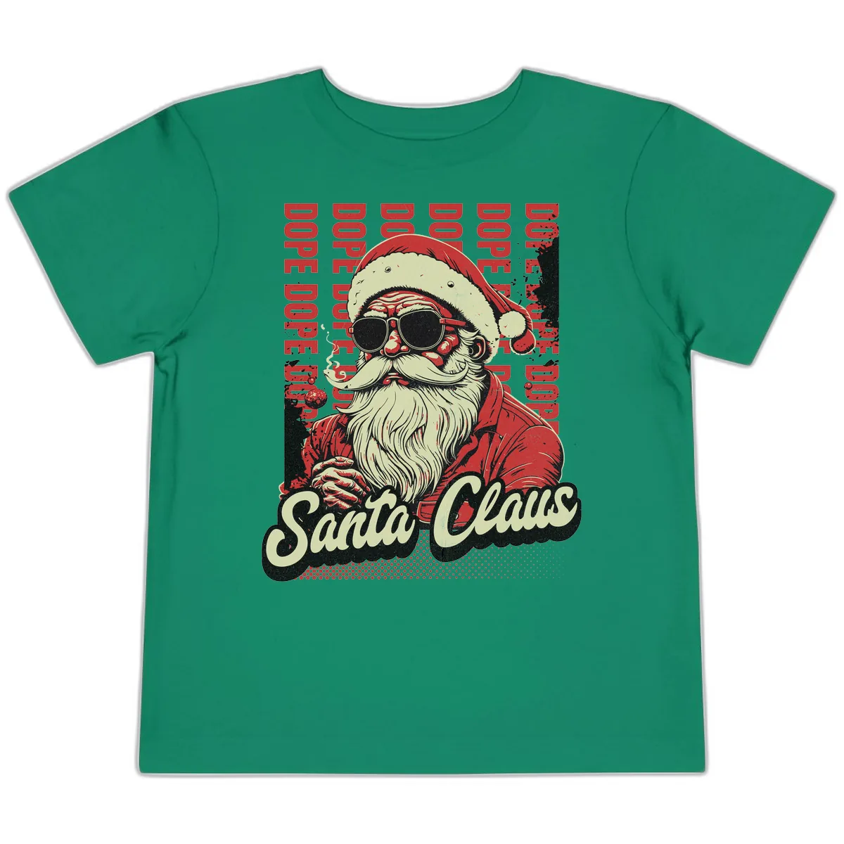 Santa Claus Smoking Weed Christmas Design Toddler T-Shirt in Kelly