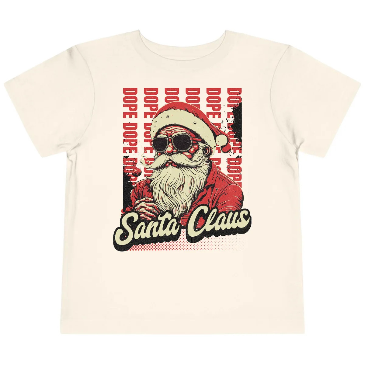 Santa Claus Smoking Weed Christmas Design Toddler T-Shirt in Natural