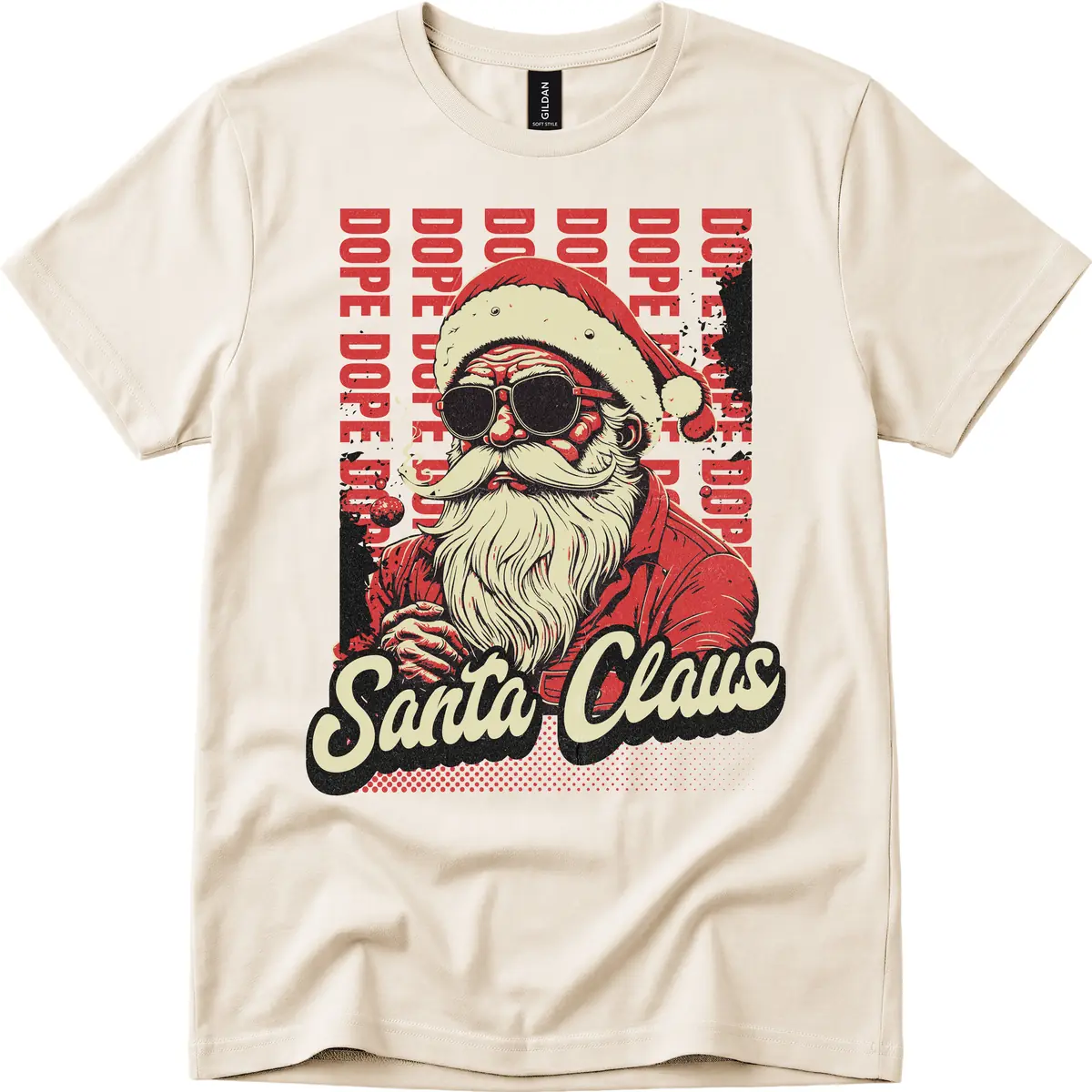 Santa Claus Smoking Weed Christmas Design T-Shirt in Natural