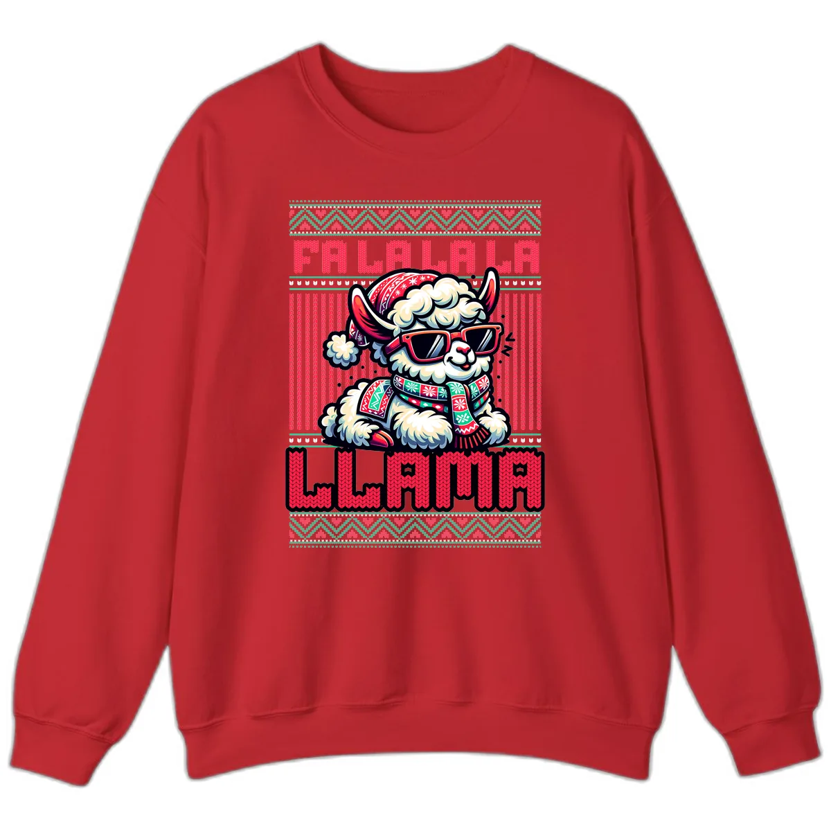 Falalala Llama Ugly Sweater Sweatshirt in Red
