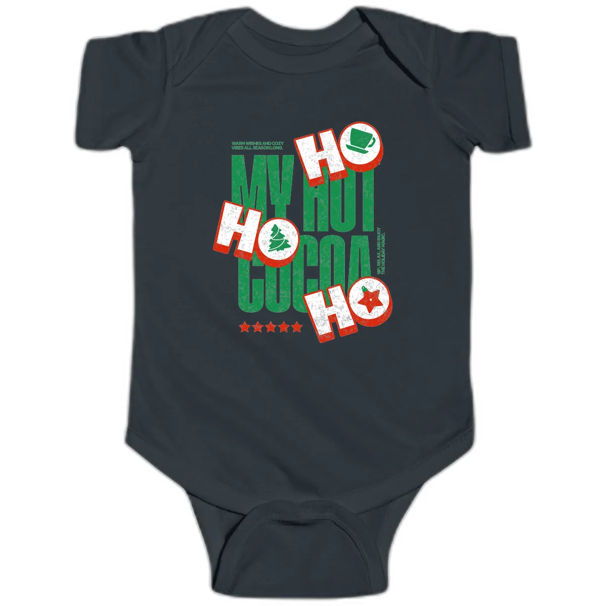 My Hot Cocoa Ho Ho Ho Baby Onesie in Black