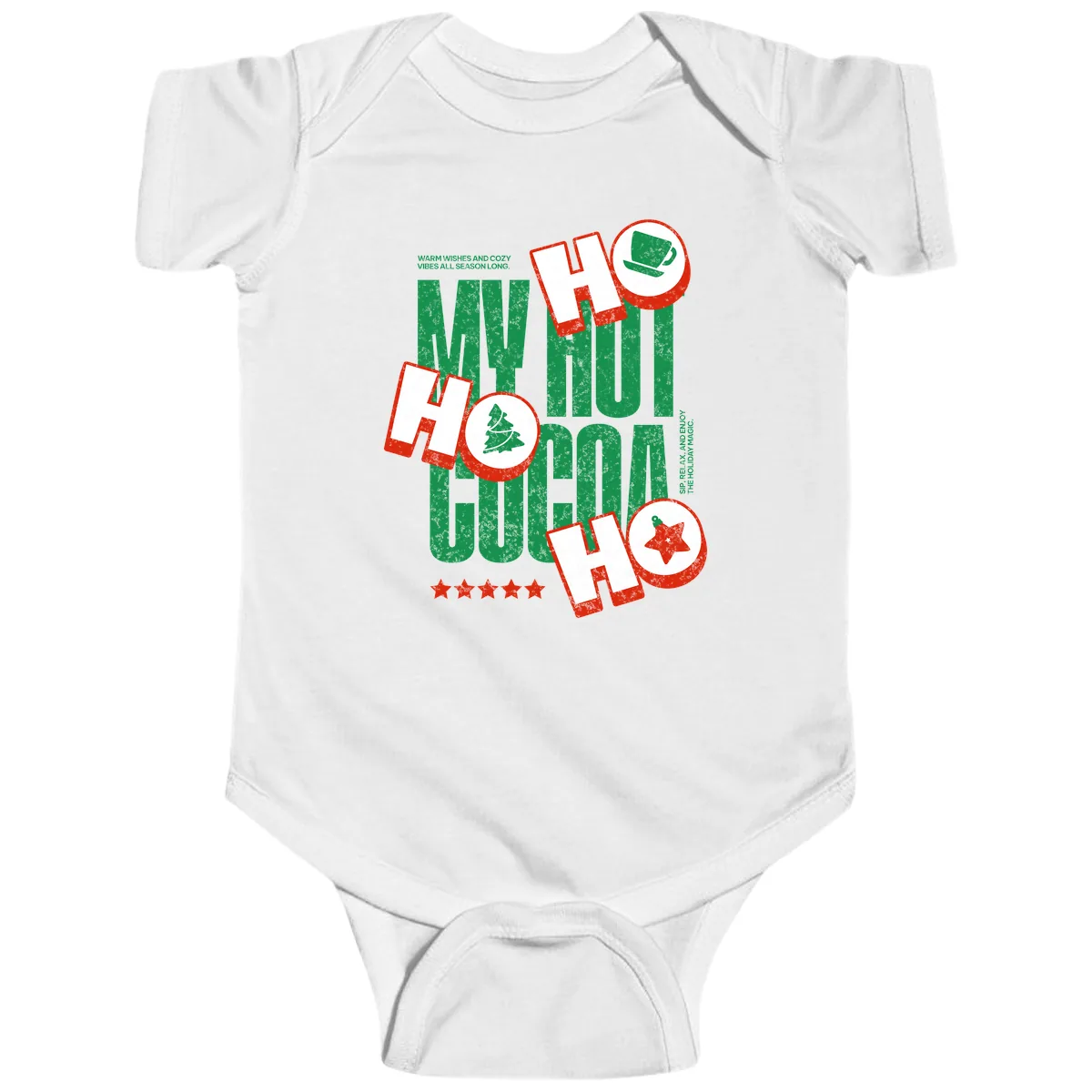 My Hot Cocoa Ho Ho Ho Baby Onesie in White