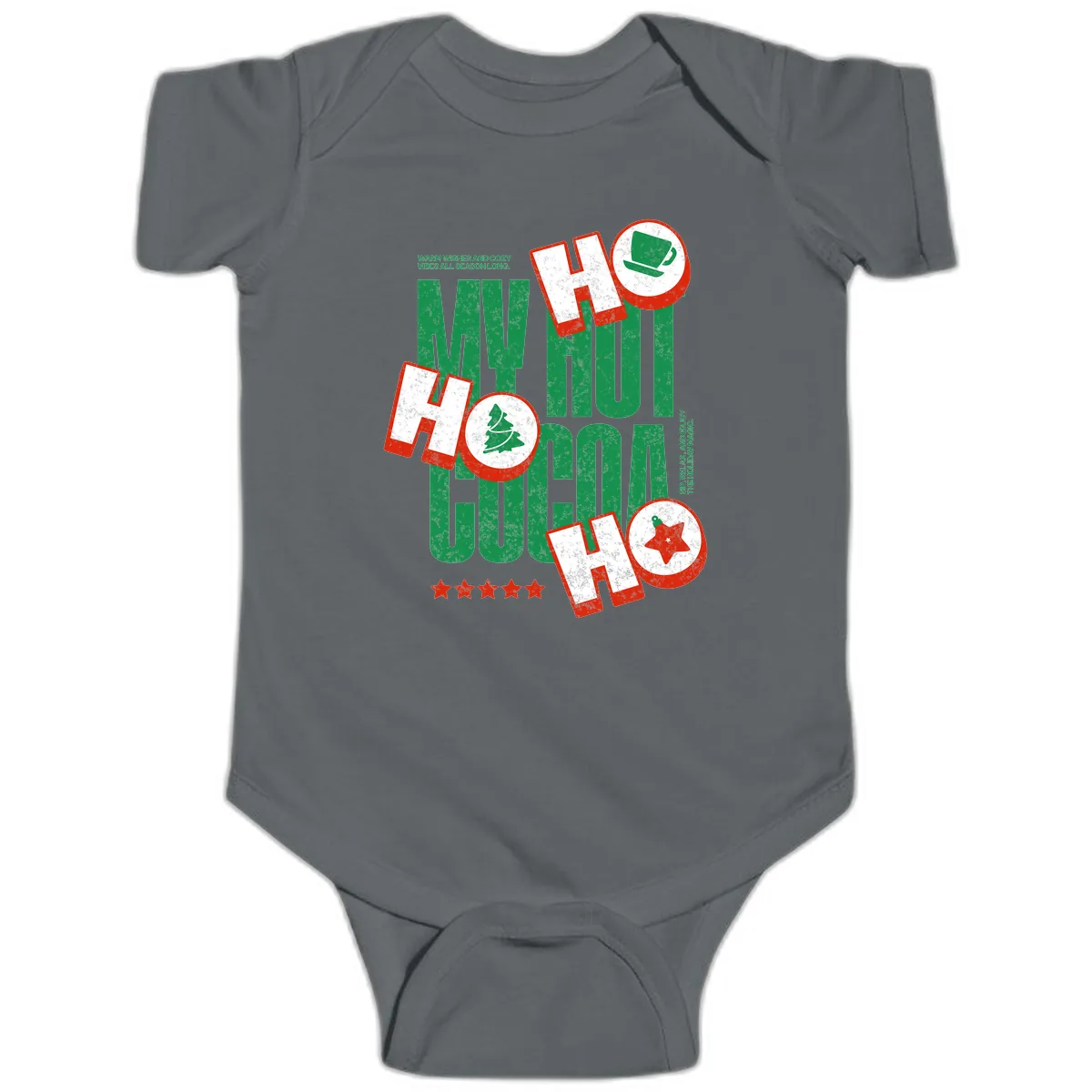My Hot Cocoa Ho Ho Ho Baby Onesie in Charcoal
