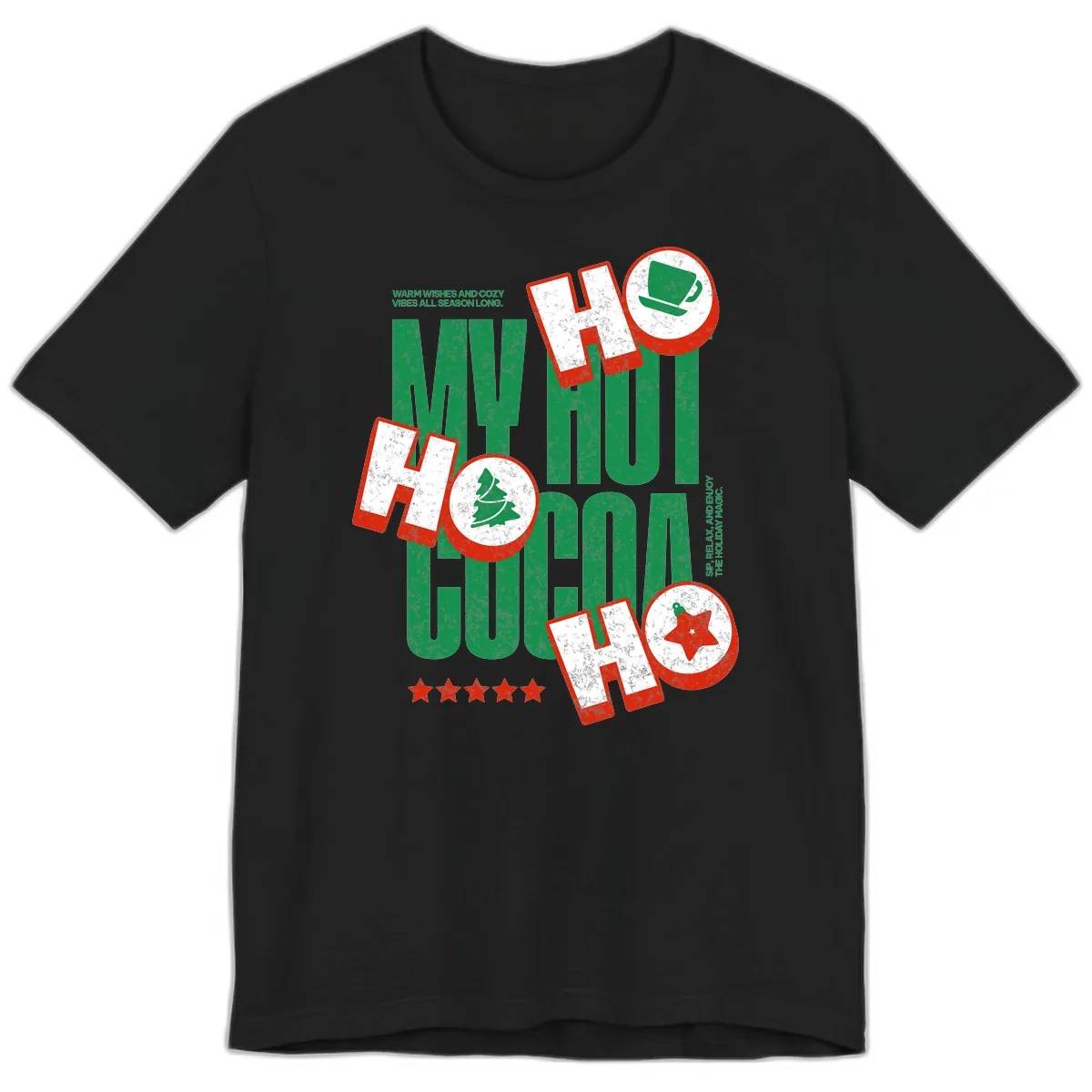 My Hot Cocoa Ho Ho Ho Premium T-Shirt in Black