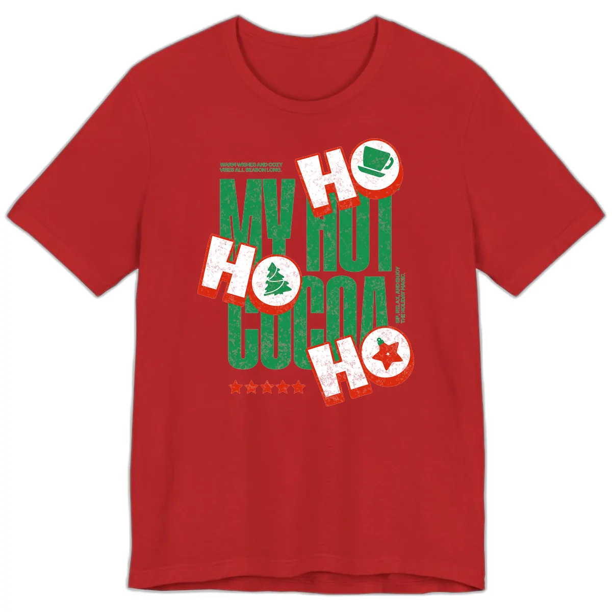 My Hot Cocoa Ho Ho Ho Premium T-Shirt in Red
