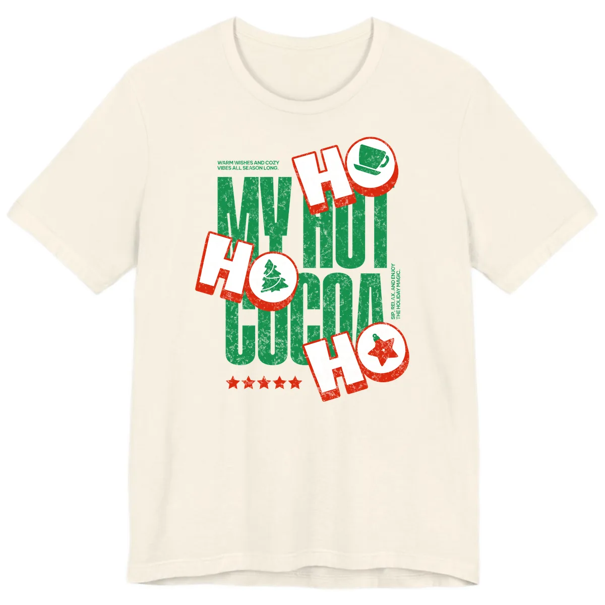 My Hot Cocoa Ho Ho Ho Premium T-Shirt in Natural