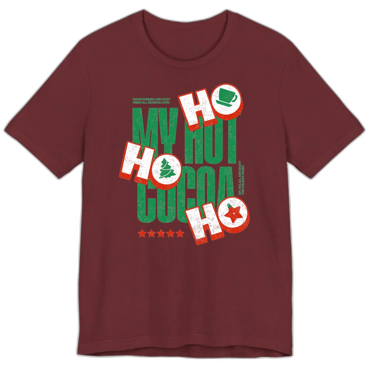 My Hot Cocoa Ho Ho Ho Premium T-Shirt in Heather Cardinal