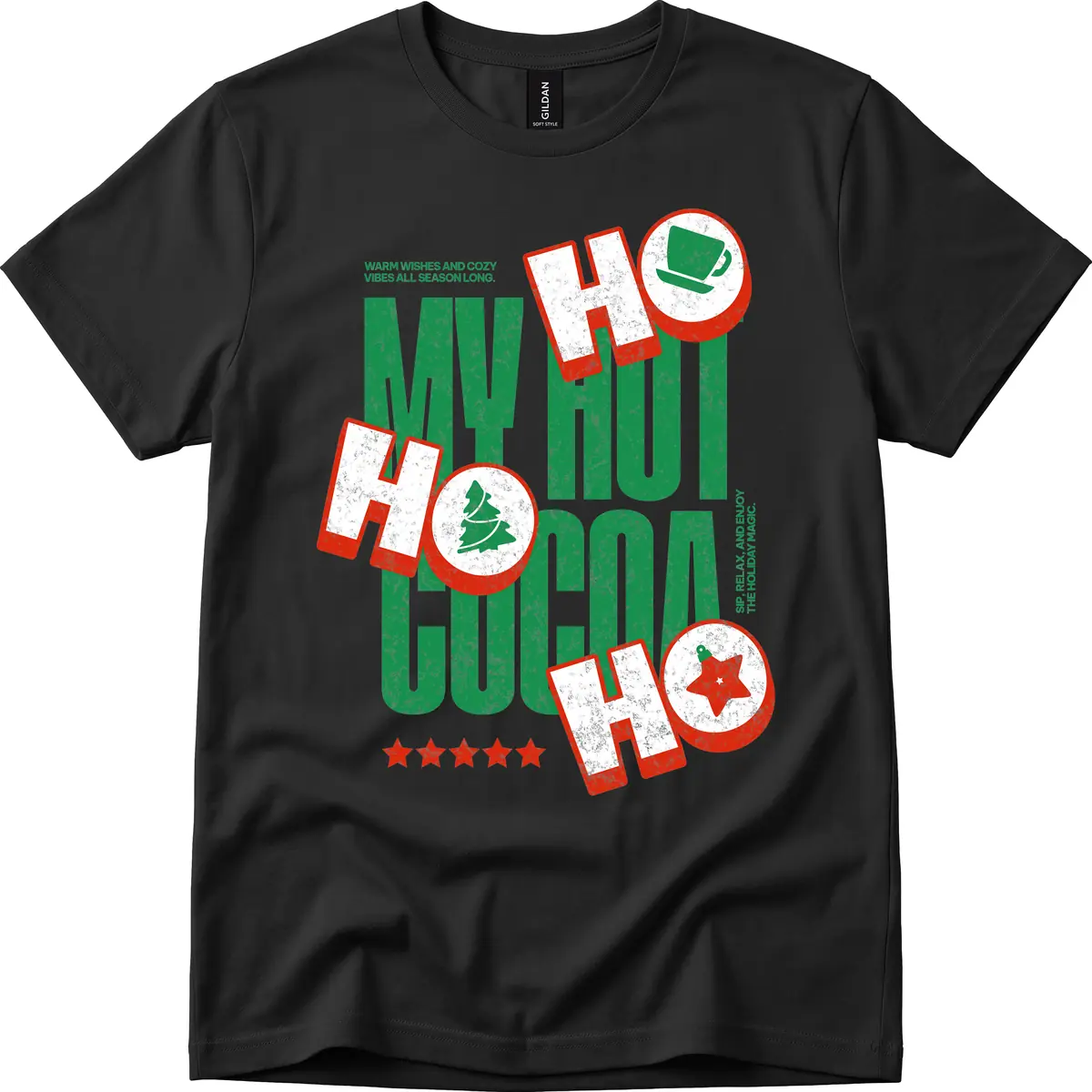 My Hot Cocoa Ho Ho Ho T-Shirt in Black