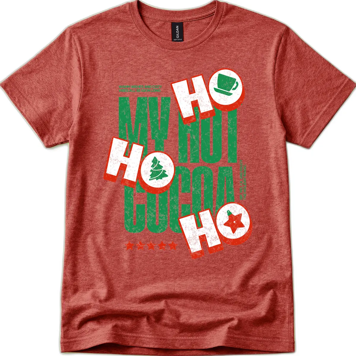 My Hot Cocoa Ho Ho Ho T-Shirt in Heather Cardinal